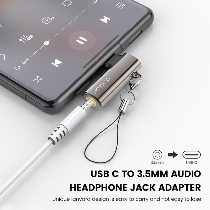 MOSWAG USB C to 3.5mm Jack Type C Headphone Adapter Right Angled Aux Mic Audio D gallery