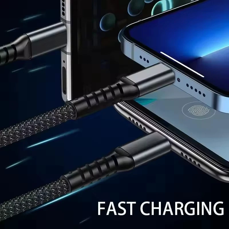 1PCS 1.2M 3 in 1 Fast Charging Cable Cell Phone Charger Cord iPhone Type C USB gallery