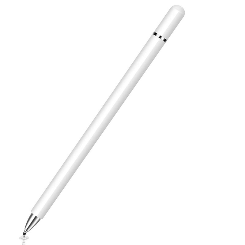 STYLUS TOUCH SCREEN PEN FIBER TIP ALUMINUM LIGHTWEIGHT WHITE for PHONES