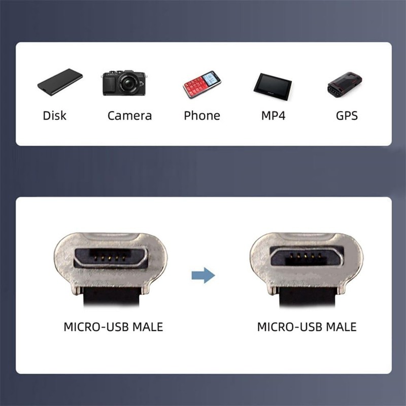 90 Degree Micro USB2.0 Male to Male 5Pin Ultra Slim Flat Charging Cable 16cm gallery