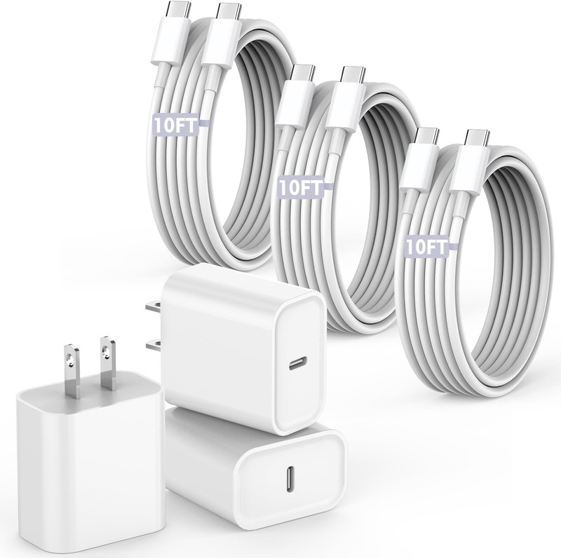 10FT Fast Charging Cord for iPhone 17 16e 15,3Pack Extra Long 10Foot USB C to Ty