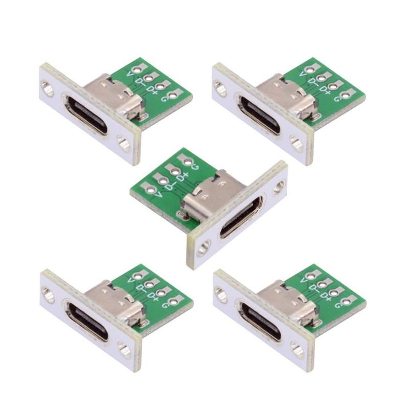 Chenyang 5 Pack USB C DIY Connector USB C 24Pin Female Socket Port Repair Replac gallery