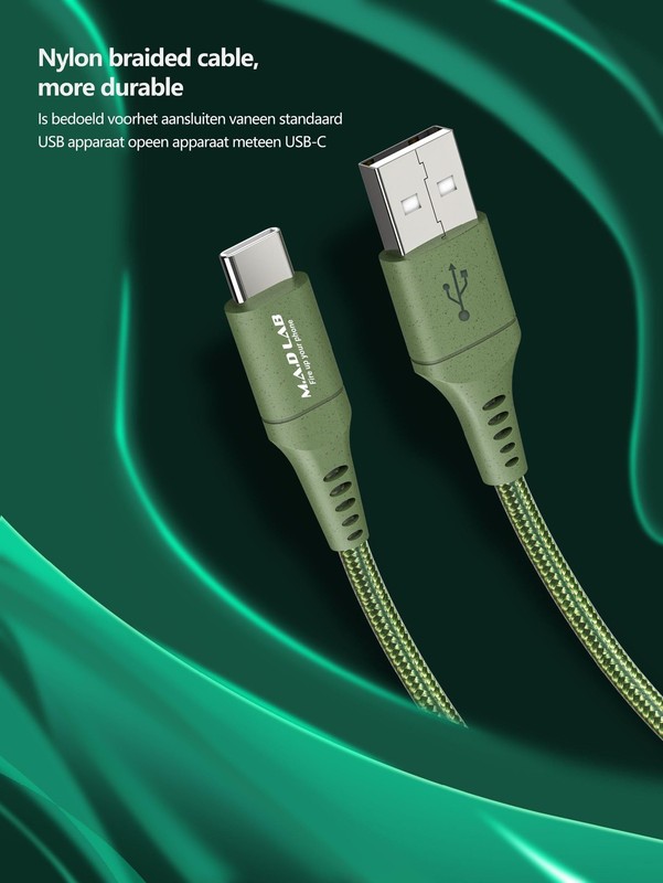 M A D LAB USB to USB C Cable; 3;3 Ft Nylon Braided; 3A Charging; 480 Mbps Dat... gallery