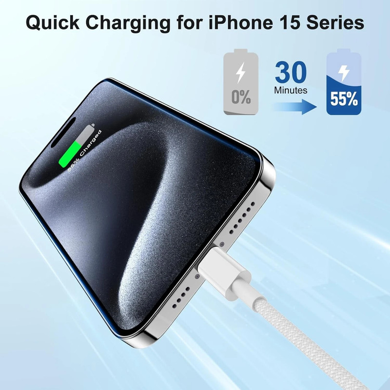 Type C to Type C Cable USB Fast Charger Lead For iPhone 16 17 Max & Samsung Plug gallery