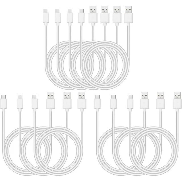 USB A to USB Type C - Packs 10 (3FT in length in White)