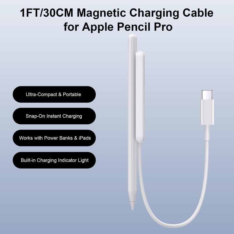 Magnetic Charging Cable for Apple Pencil Pro - Fast Charge Dock, LED Indicator, gallery