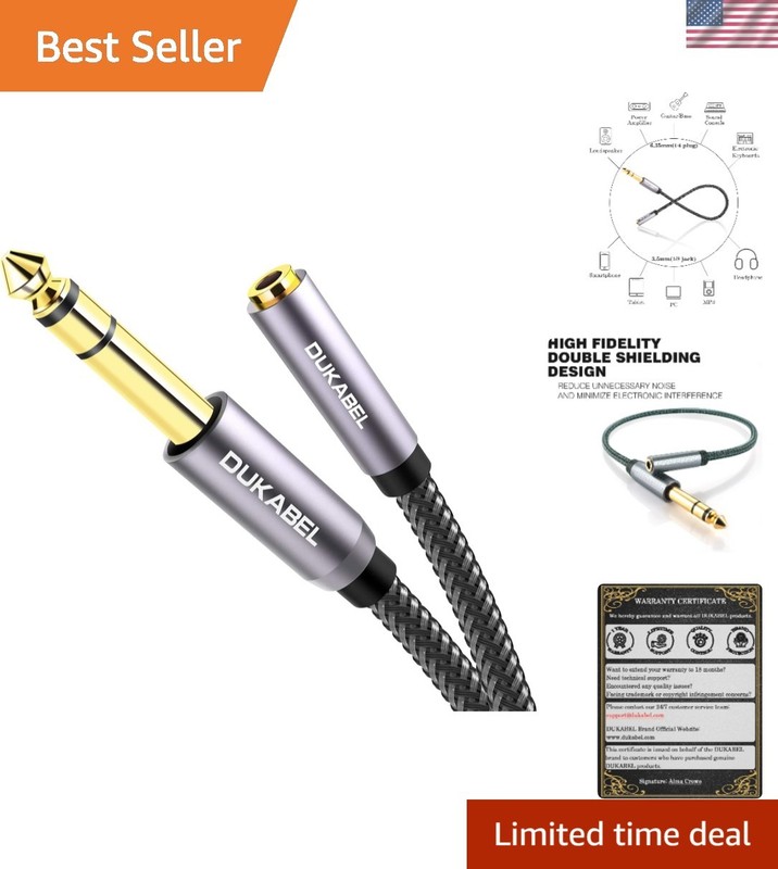 Durable Headphone Jack Adapter: 6.35mm to 3.5mm with Noise-Cancelling Features