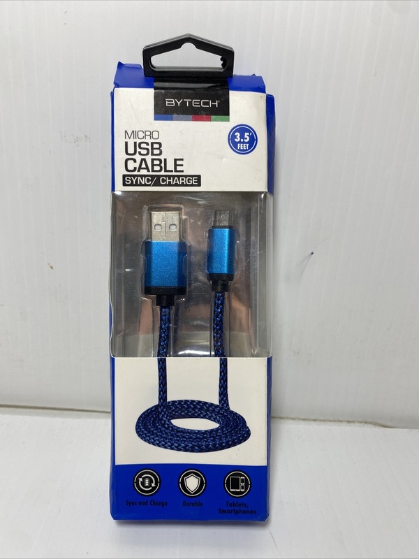 Bytech Micro USB Cable Sync/Charge 3.5 Feet Tablets & Smartphones NEW