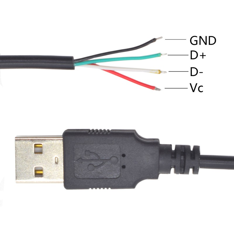 5pcs 5V/1A 1.2M/4FT USB A Male to 4-Pin Pigtail Bare Wire for Repair DIYNEW gallery