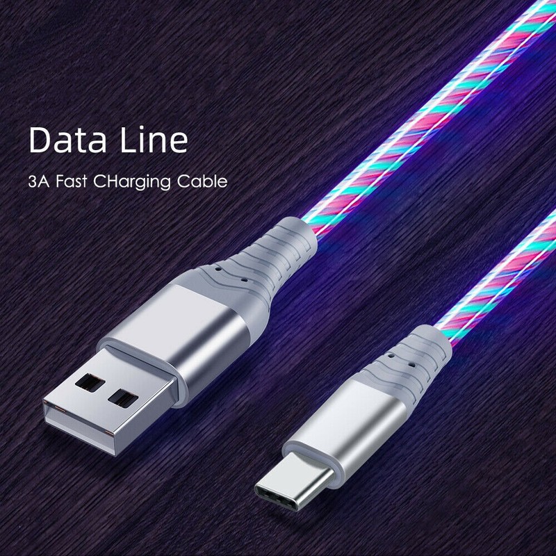3FT LED flowing Light Up Charging Cable For Samsung S24 S25 iPhone 13 14 gallery