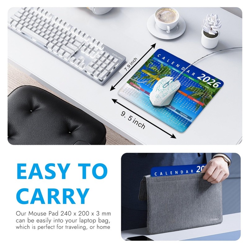 2026 Calendar Mouse Pad with Stitched Edges, Gaming Rectangle Mousepad for Co... gallery