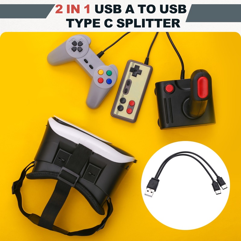 4Pcs Multi Charging Cable, 2 in 1 USB A to USB Type C Splitter 8", Black gallery