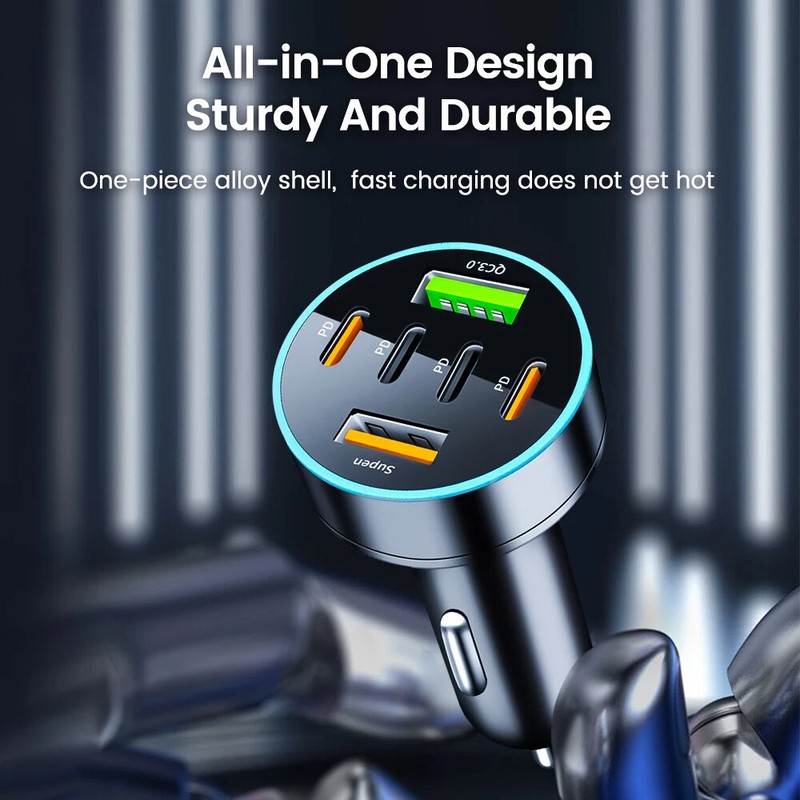 120W Fast Car Charger 6 Port Adapter & Cable For iPhone 16 15 14 13 12 Pro Max gallery
