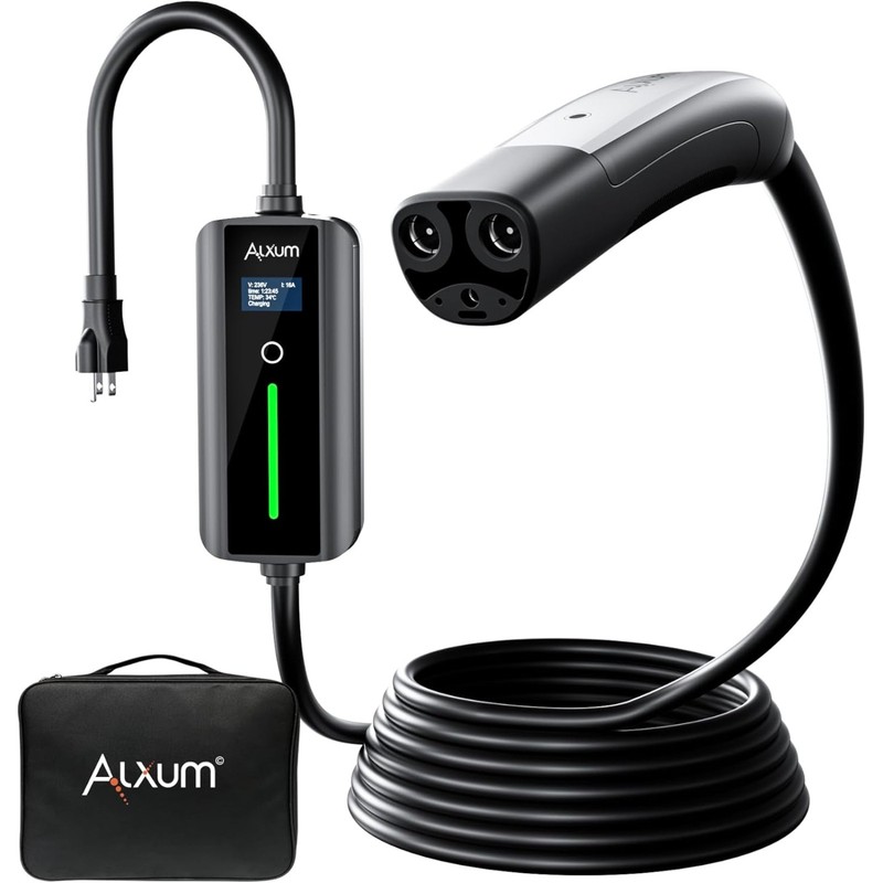 Alxum 16A 110V Tesla Level 1 EV Charger 16.4ft NEMA 5-15 Plug Fits Model Y 3 S X
