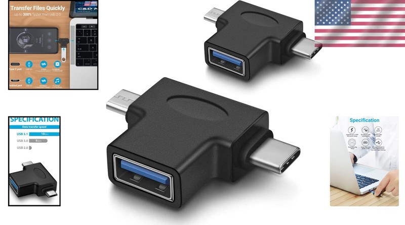 2 in 1 OTG USB 3.0 to Micro USB & Type C Adapter - High-Speed Data Sync gallery