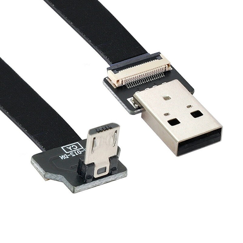 Down Angled USB2.0 Type-A to Micro USB 5Pin Data Flat Cable for FPV & Phone gallery