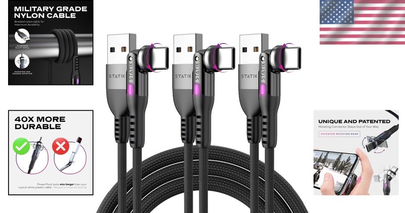 USB C Cable Charger with Right Angle Rotating Head gallery