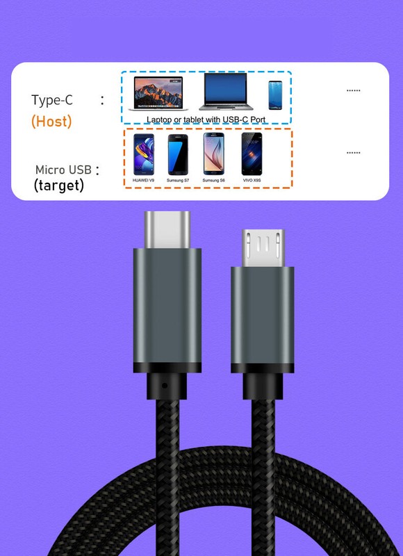 USB-C Type C to Micro USB 2.0 Male Sync OTG Charger Data Transfer Cable Cord US gallery