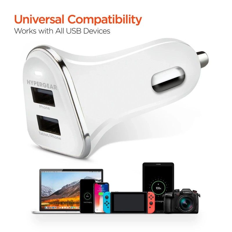 HyperGear Dual USB Car Charger 12W USB + 5W USB 3.4A Smart Chip 3-PACK NEW gallery
