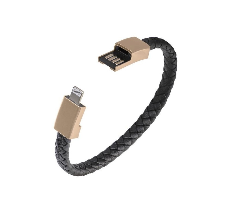 Bracelet Faux Leather Braided USB-A Lightning Fast Charging/Data MFi-Certified