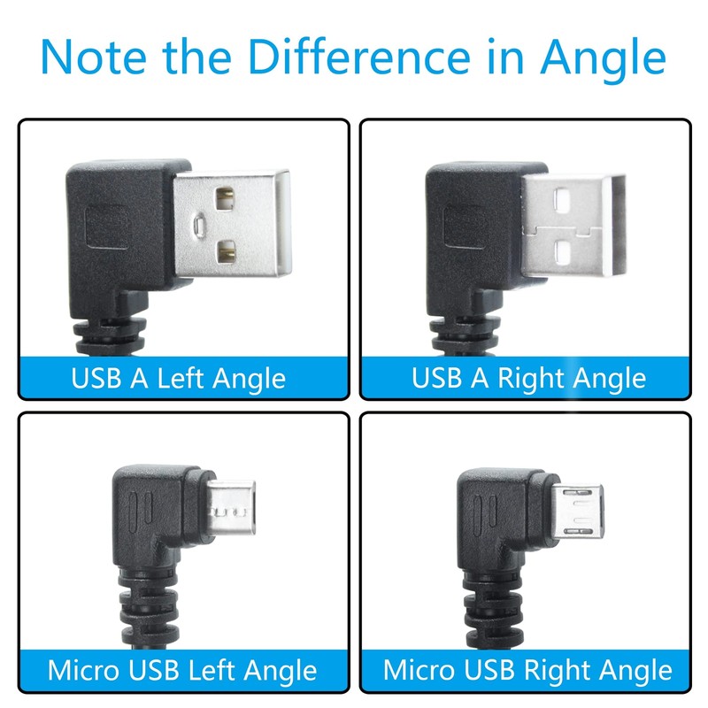 90 Degree Micro USB Cable 25cm USB A to Micro USB Charging and Data 2-Pack gallery