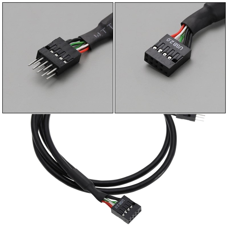 2PCS USB Header Extension Cable USB 2.0 9-Pin to 9-Pin Female Internal Mother... gallery