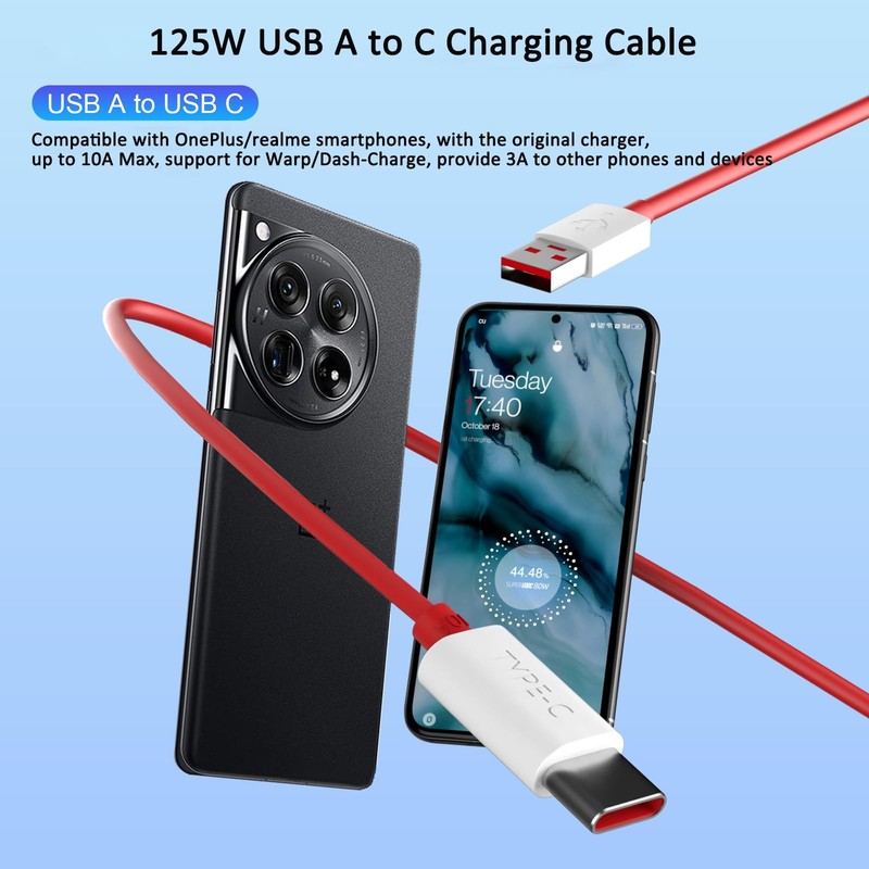 USB C Cable 80W for Super-vooc Charging for OnePlus 15 13 13R 12 Open 11 10 P... gallery