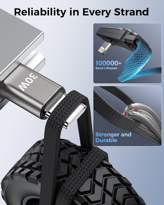 USB to Lightning Cable with Stand, MFi Certified 2-in-1 Invisible Holder Char... gallery