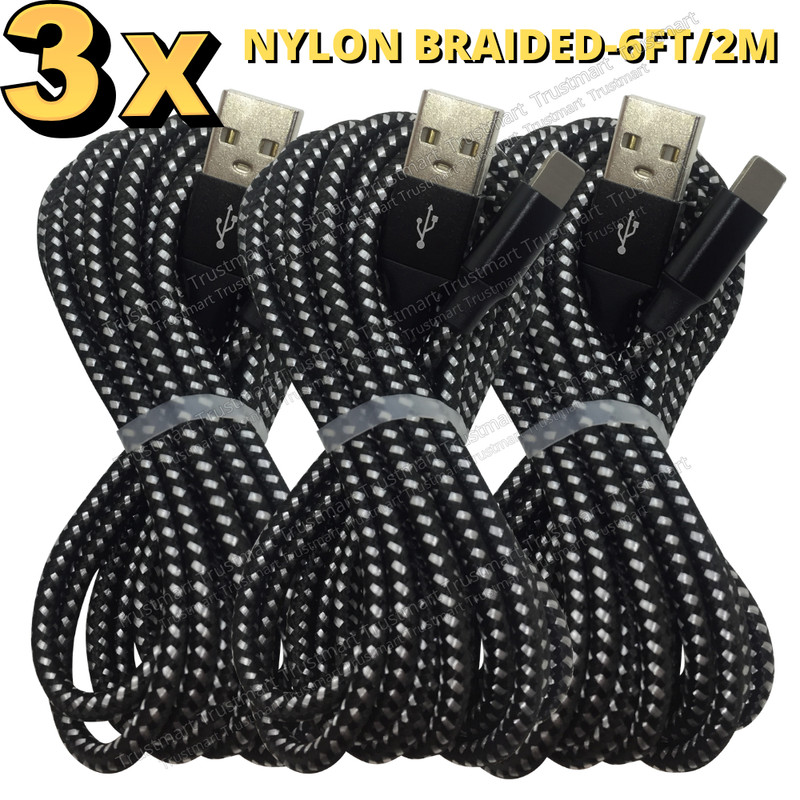 3 Pack Fast Charger Cable Heavy Duty Charging Cord 6ft For iPhone 14 13 12 11 XR