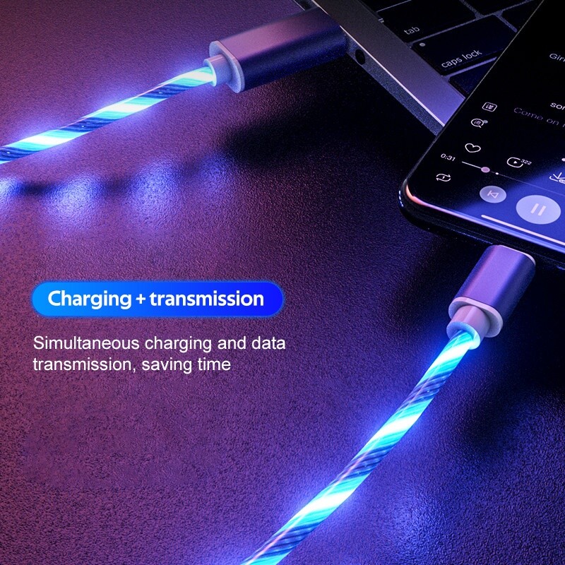 3 in 1 LED Fast Charging Cable Cell Phone Charger Cord For Type-C USB cable US gallery