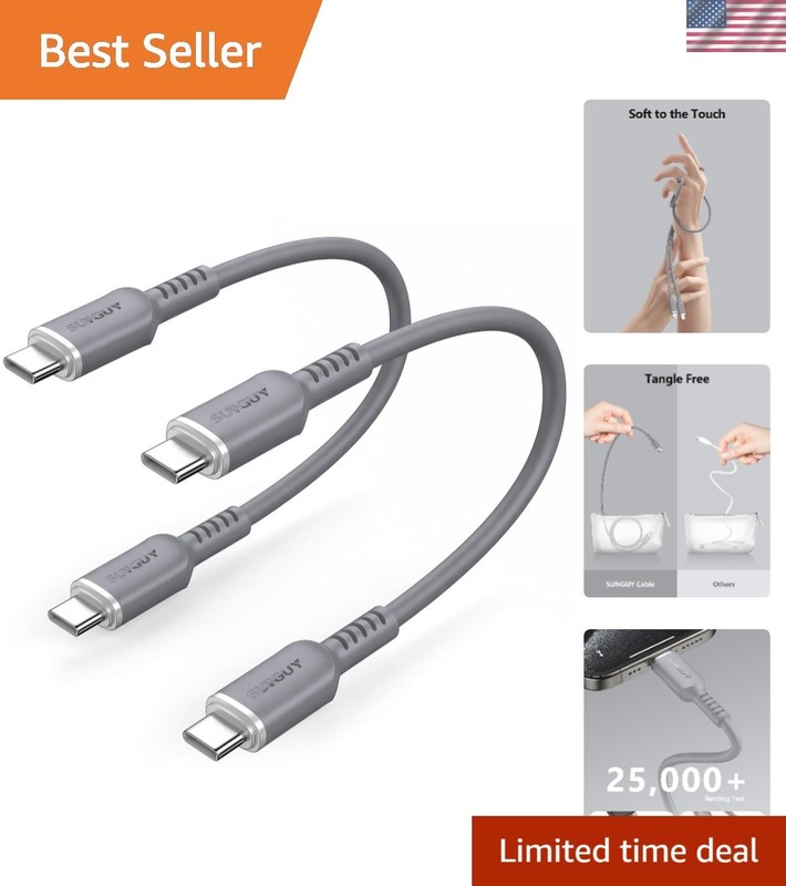 High-Speed 100W USB C Cable 1FT – Soft Silicone Charger for iPhone & Laptops