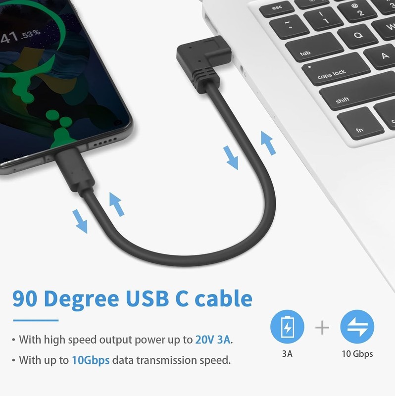 USB C to USB C Cable Short 1ft, USB 3.1 Right Angle 90 Degree Type C Cable, 6... gallery