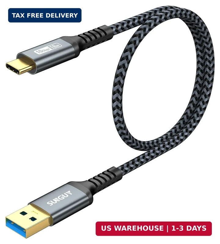 SUNGUY 10Gbps Android Auto USB C Cable, 1.5FT 3A USB 3.1 Gen 2 Fast Charge & Dat