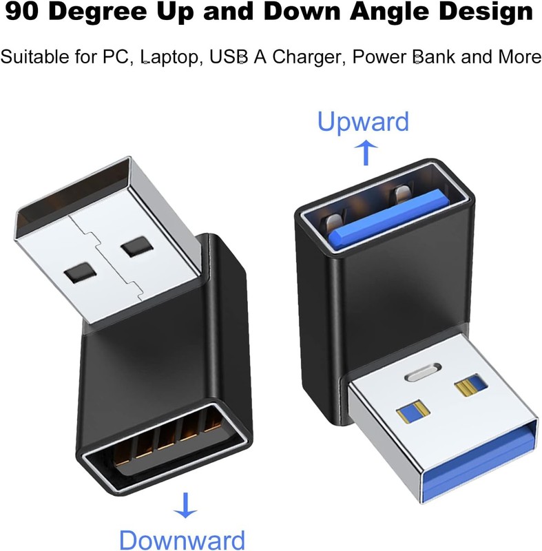 AreMe 2 Pack 90 Degree USB 3.0 Adapter Up Down Angle gallery
