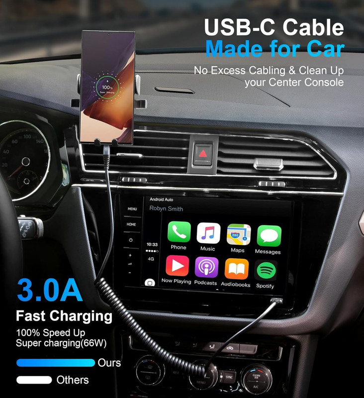 USB Type C Charger Cable Fast Charging, [2-Pack, 3Ft] Coiled USB a to Type C Cha gallery