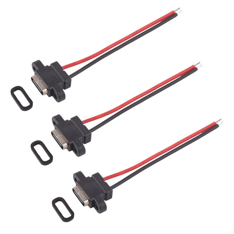 USB Type-C Pigtail Cable 3PCS 24AWG USB-C Plug to 2 Pin Bare Wire Open End, T…