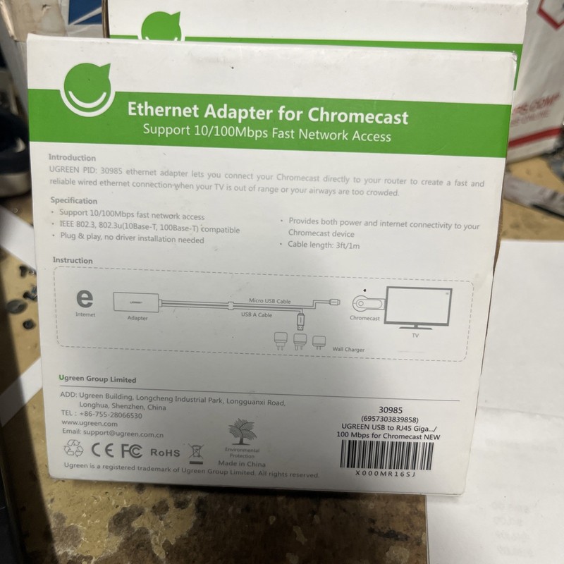 Ugreen 30985 Micro-USB 100Mbps Ethernet Adapter for Chromecast Sealed in Box gallery