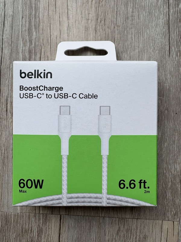 Belkin Boost Charge Braided USB-C to USB-C Cable 6.6 ft / 2M, White