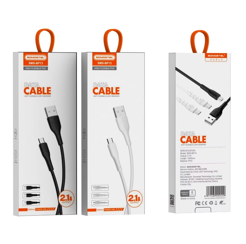 Premium USB – A To USB – C Data Cable – Durable, Soft, Anti Bending 2.1A 1000mm