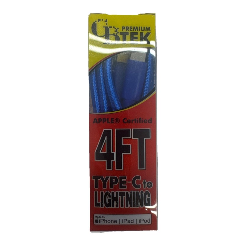 CBTEK iPhone MFI Certified 4ft Cables Type c lightning