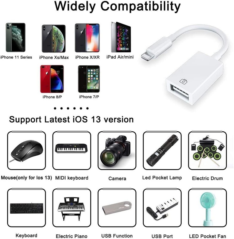 To Camera USB Female OTG Connector Adapter Cable For Apple iPhone iPad iPod lot gallery