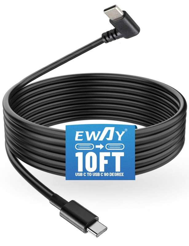 USB C to 90 Degree USB C Dash Cam Power Cord 10FT, Replacement Type C Dashcam Po
