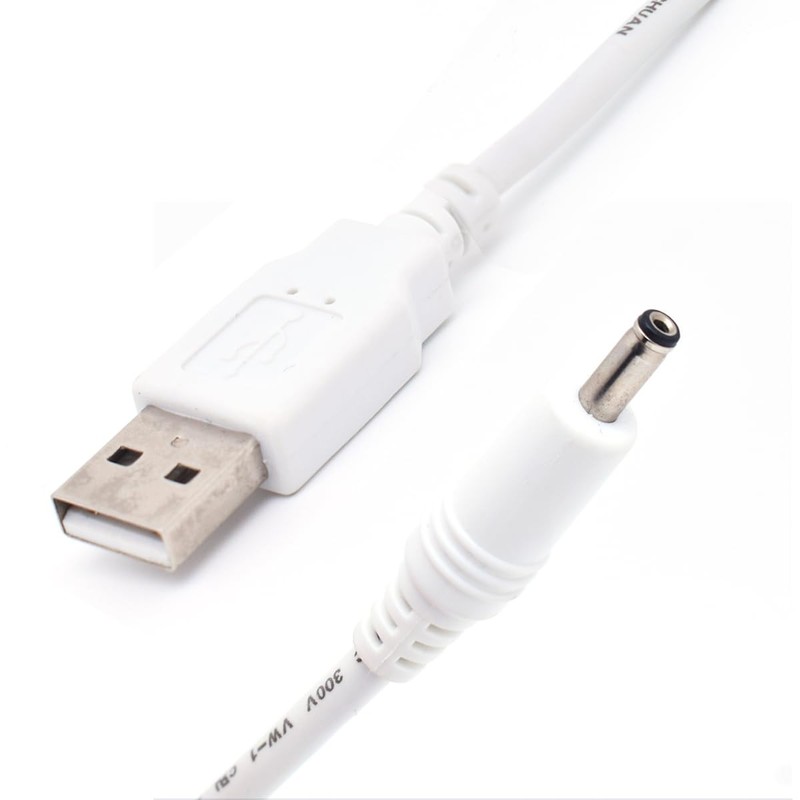 ELNONE 2PCS USB Power Cable White, 4FT/1.2M USB to 3.5mm Plug, 5V DC 20AWG Ch... gallery