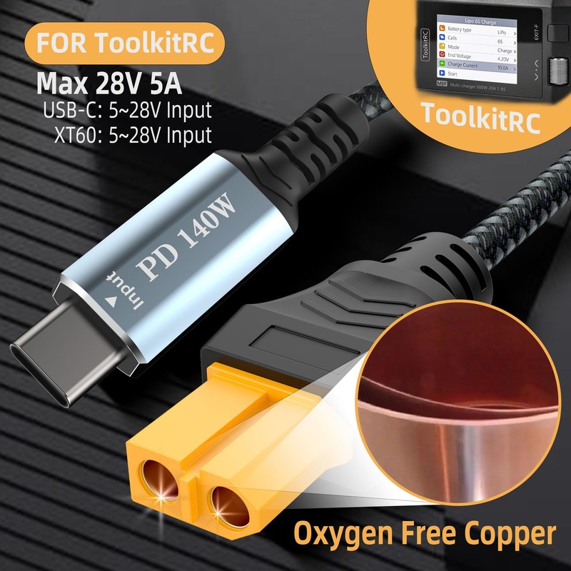 3.3ft USB C to XT60 Adapter Cable SC100 Protocol Type-C Male to XT60 Female F... gallery
