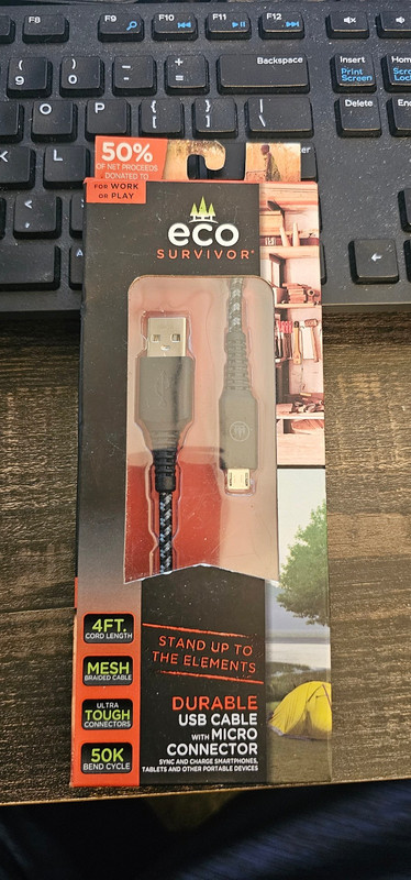 Eco Survivor Sync & Charge 4 ft USB cable w/Micro Connector (37598)