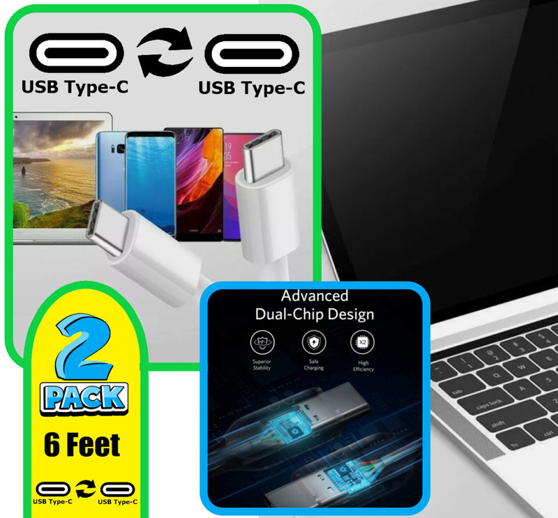 2 Pack 6ft USB C Fast Charger Cable PD Cord USB For iPhone 15 16 17 Galaxy S8 S9 gallery