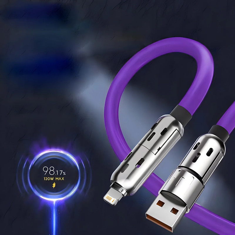 2pcs 2M 240W 4-in-1 Super Fast Charging Cable RGB Breathing Light Type-C gallery