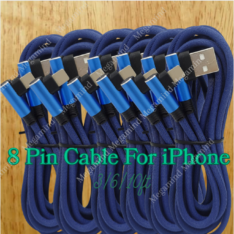 90 Degree Cable Fast Charger Charging Data Sync Cord USB Cable For iPhone 14 13
