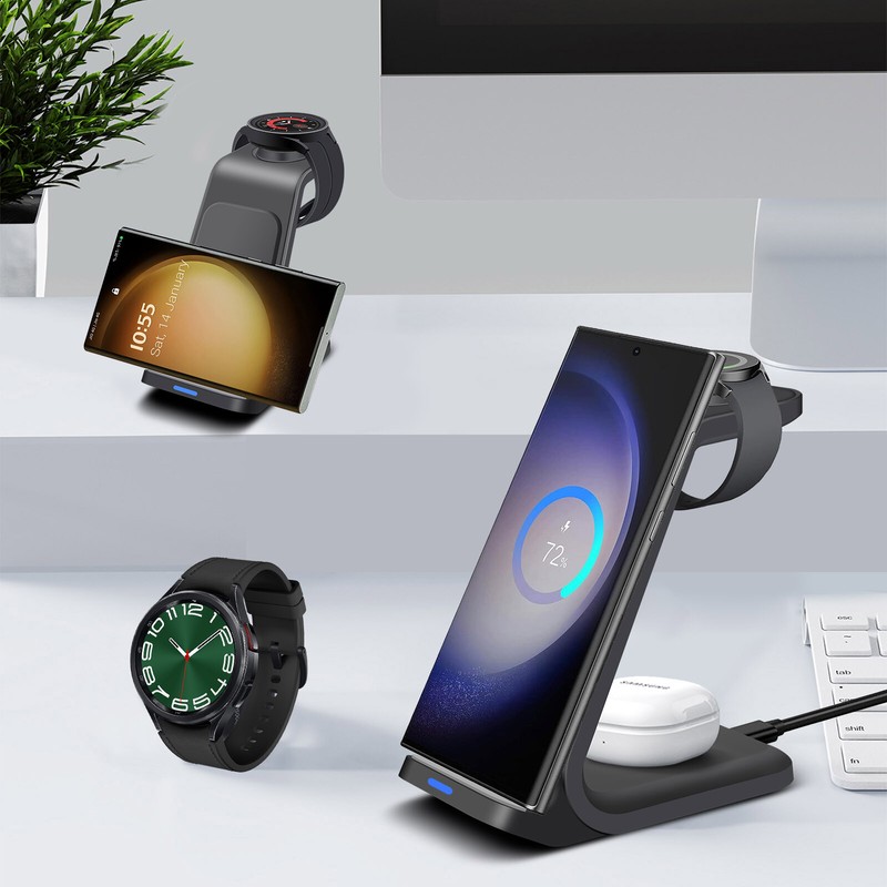 3in1 Fast Wireless Charger Dock Station For Samsung Galaxy S25 S24 Note9 Watch 7 gallery