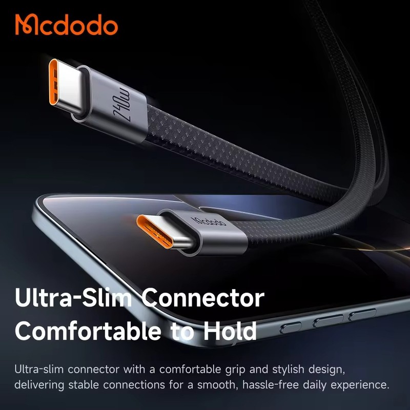 Mcdodo 240W USB-C Slim Magnetic Self-Winding PD Fast Charging Cable For iPhone gallery